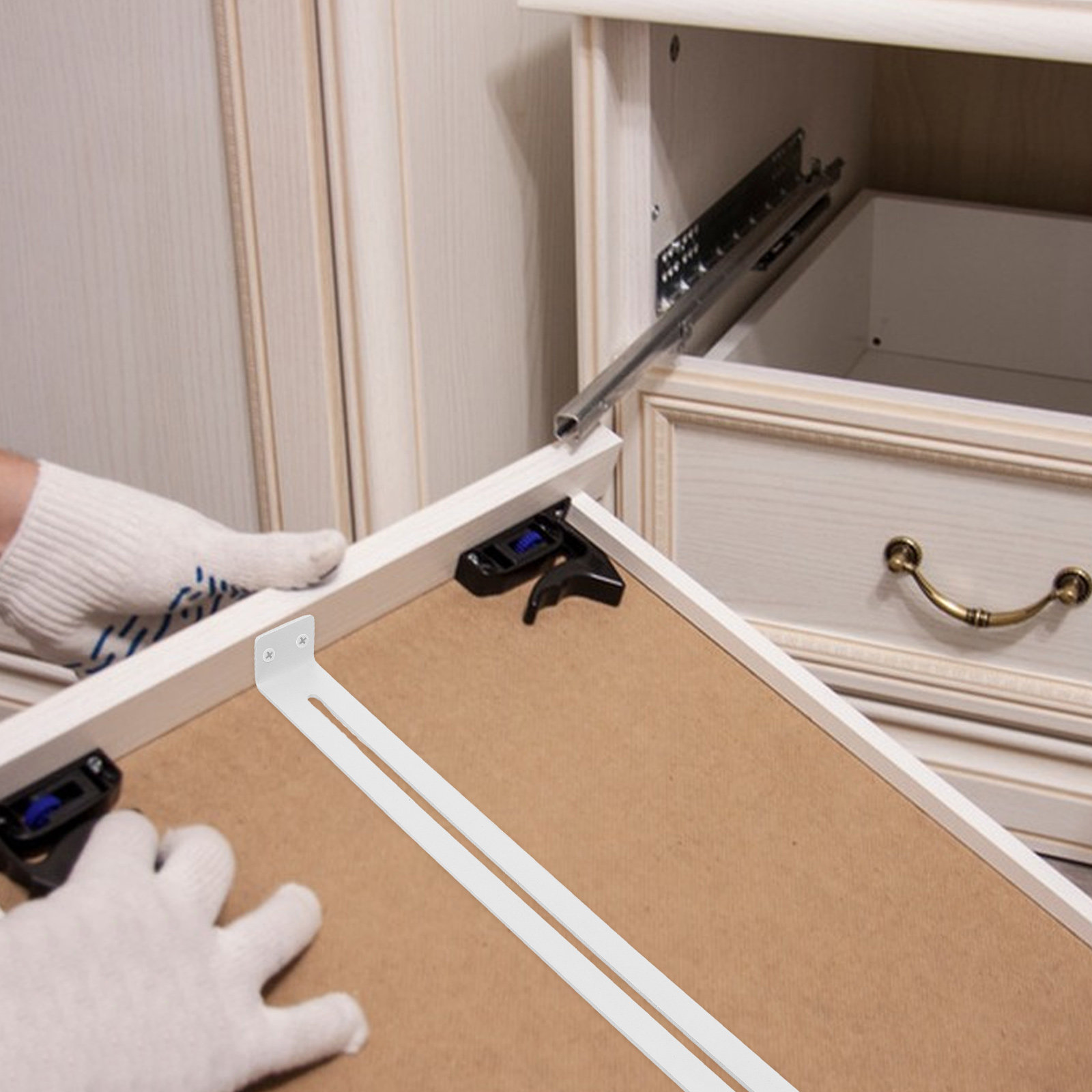 2Pcs Drawer Support Brackets K - Furniture Rails Hardware 评论和价格